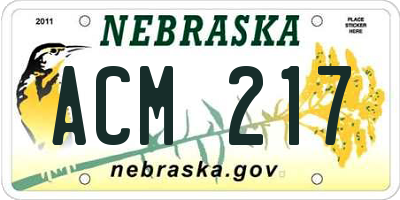 NE license plate ACM217