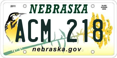 NE license plate ACM218