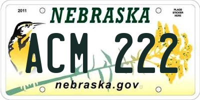 NE license plate ACM222