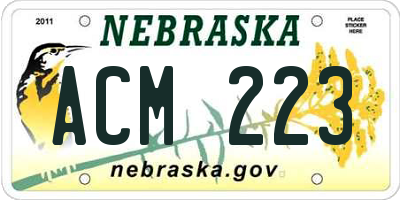 NE license plate ACM223