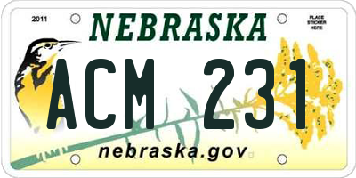 NE license plate ACM231