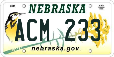 NE license plate ACM233