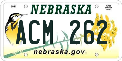 NE license plate ACM262