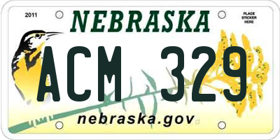 NE license plate ACM329