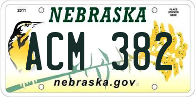 NE license plate ACM382