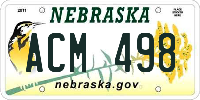 NE license plate ACM498