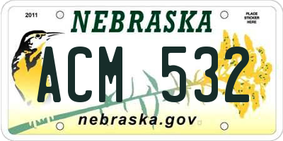 NE license plate ACM532
