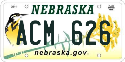 NE license plate ACM626