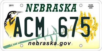 NE license plate ACM675