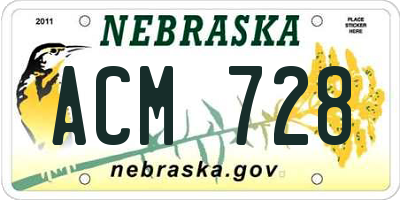 NE license plate ACM728