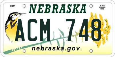 NE license plate ACM748