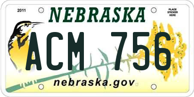 NE license plate ACM756