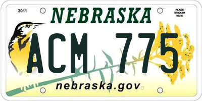NE license plate ACM775
