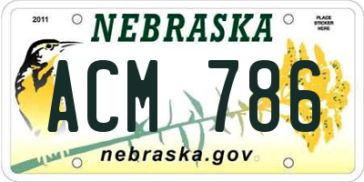 NE license plate ACM786