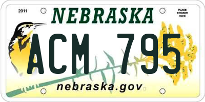 NE license plate ACM795