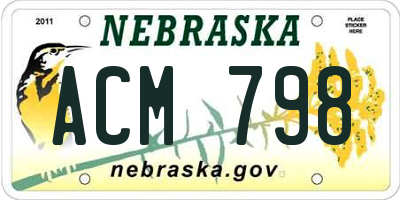 NE license plate ACM798