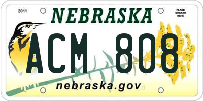 NE license plate ACM808