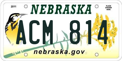 NE license plate ACM814