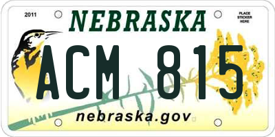 NE license plate ACM815