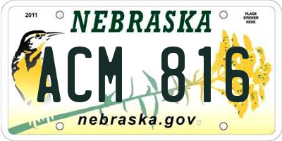 NE license plate ACM816