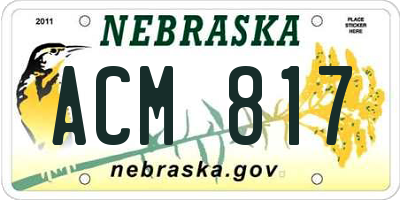 NE license plate ACM817