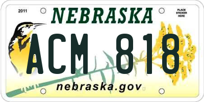 NE license plate ACM818