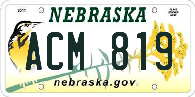 NE license plate ACM819