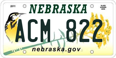 NE license plate ACM822