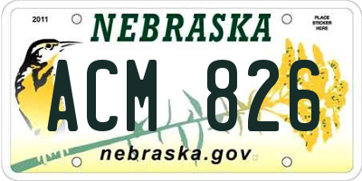 NE license plate ACM826