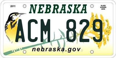 NE license plate ACM829