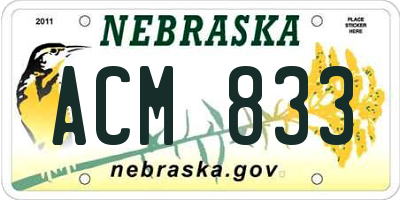 NE license plate ACM833