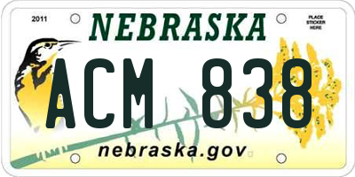 NE license plate ACM838