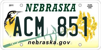 NE license plate ACM851