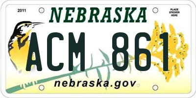 NE license plate ACM861