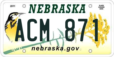 NE license plate ACM871