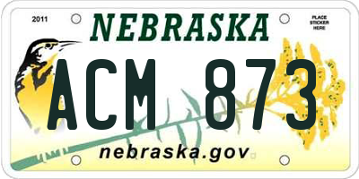 NE license plate ACM873