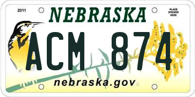 NE license plate ACM874