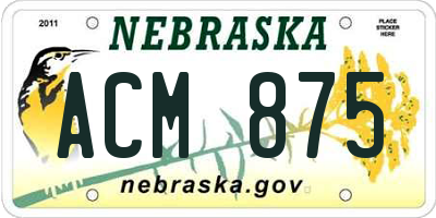 NE license plate ACM875