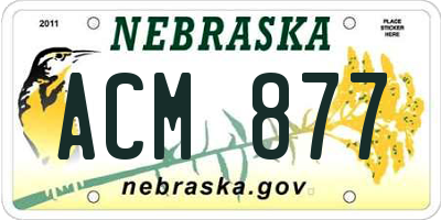 NE license plate ACM877