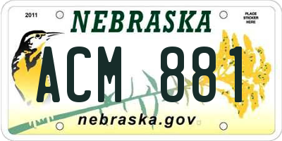 NE license plate ACM881