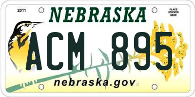 NE license plate ACM895