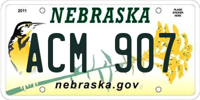 NE license plate ACM907