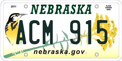 NE license plate ACM915