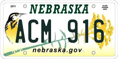 NE license plate ACM916