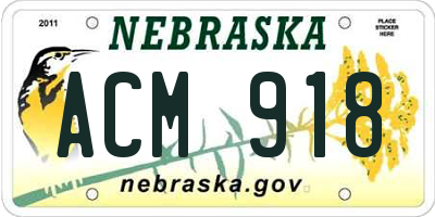 NE license plate ACM918