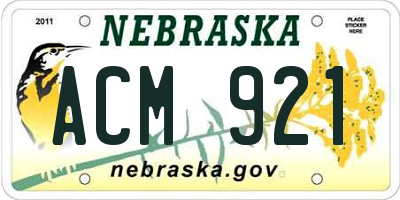 NE license plate ACM921