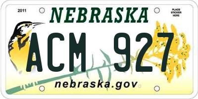 NE license plate ACM927