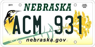 NE license plate ACM931