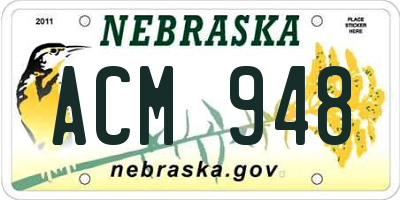 NE license plate ACM948