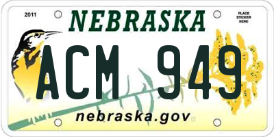 NE license plate ACM949